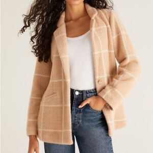Z Supply Anna Eyelash Plaid Blazer L